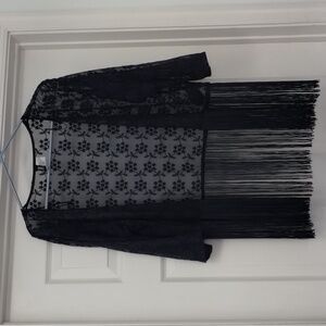 DIVIDED H&M WOMEN'S LACE SWEATER CARNIGAN NAVY BLUE SIZE LARGE